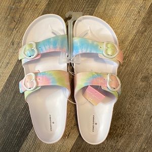 Stoney Clover Lane x Target Rainbow Tie Dye Slide Sandals Size 11 NEW NWT